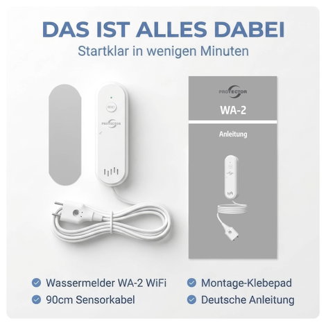 Protector 15044 WA-2 Vízjelző WiFi riasztástovábbítással app vezérléssel Elemekről üzemeltetett 7. kép