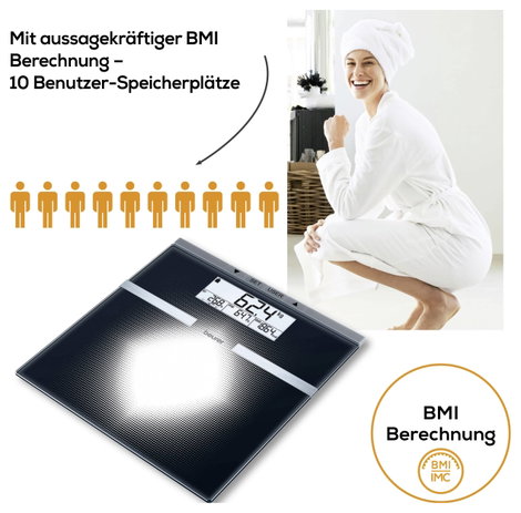 Beurer BG 21 Testzsíranalizáló mérleg 76430 digitális Mérési tartomány (max.)=180 kg Ezüst 5. kép