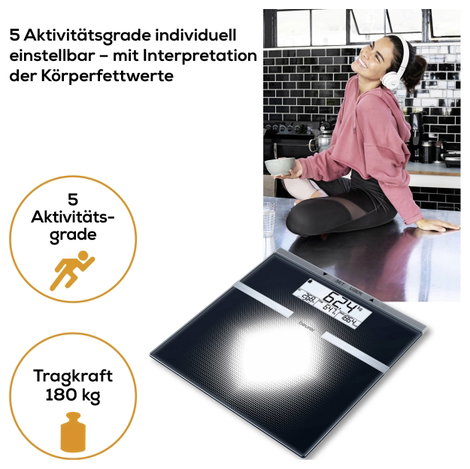Beurer BG 21 Testzsíranalizáló mérleg 76430 digitális Mérési tartomány (max.)=180 kg Ezüst 6. kép
