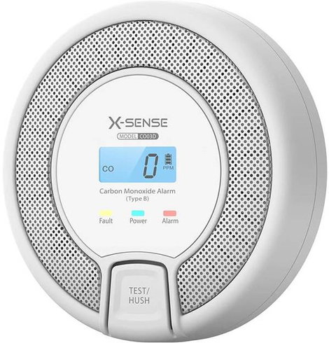 X-Sense CO03D-W Füstjelző Belső érzékelővel, Hálózatba köthető Elemekről üzemeltetett