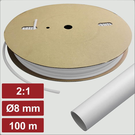 Electronic Garage EG25CA026 Zsugorcső ragasztóval Fehér 8 mm 4 mm Zsugorodási arány:2:1 100 m