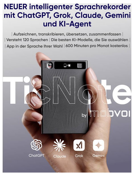 mobvoi 13391 #####KI Sprachrekorder Felvétel időtartam (max.) 434 óra Szürke #####inkl. Software / A 12. kép