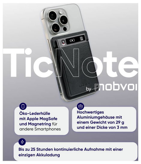 mobvoi 13391 #####KI Sprachrekorder Felvétel időtartam (max.) 434 óra Szürke #####inkl. Software / A 19. kép
