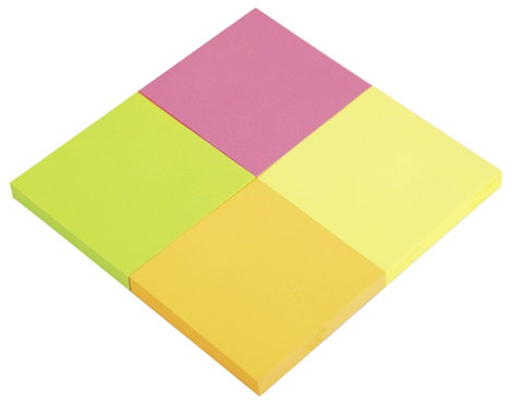 DELI Öntapadó jegyzetlap D335799 7.6 cm x 7.6 cm 4 színű 400 db 2. kép