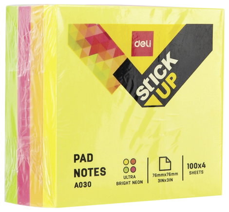 DELI Öntapadó jegyzetlap D335799 7.6 cm x 7.6 cm 4 színű 400 db 6. kép