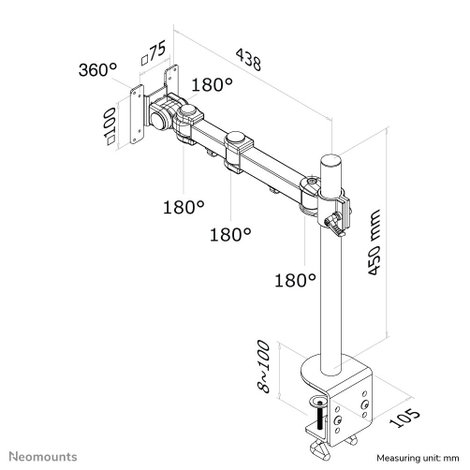 Monitortartó konzol dönthető/forgatható, max. 10 kg, 25,4-66 cm (10 - 26) fekete, NewStar FPMA-D 6. kép