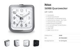 Mebus 56988 Kvarc Ébresztőóra Szürke