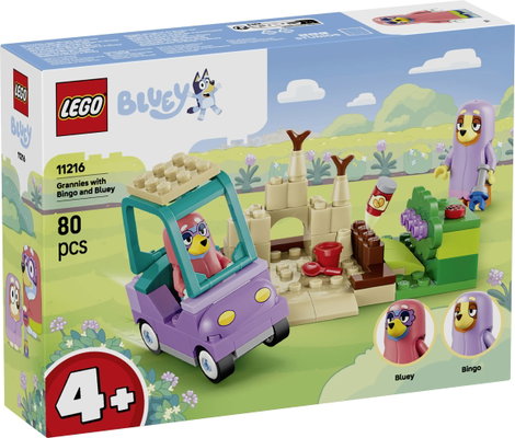 LEGO® Bluey 11216 Nagymamák Bingóval és Bluey-val építőjátékok játékautóval, kerttel és figurákkal