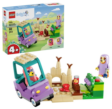 LEGO® Bluey 11216 Nagymamák Bingóval és Bluey-val építőjátékok játékautóval, kerttel és figurákkal 3. kép
