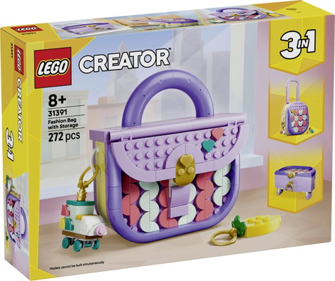 LEGO® CREATOR 31391 Divatos táska tárolórekesszel építőjáték gyerekeknek 3 építési lehetőség: kézi