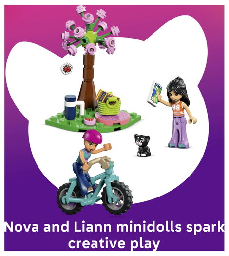 LEGO® FRIENDS 42682 Finn faház, 2 játékfigura és egy játék cica - babaház kempingkészlet glamping sz 6. kép