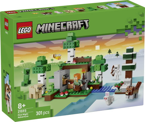 LEGO® MINECRAFT 21593 Első éjszakai kaland Minecraft készlet Alexszel, egy csontvázzal és egy Creep