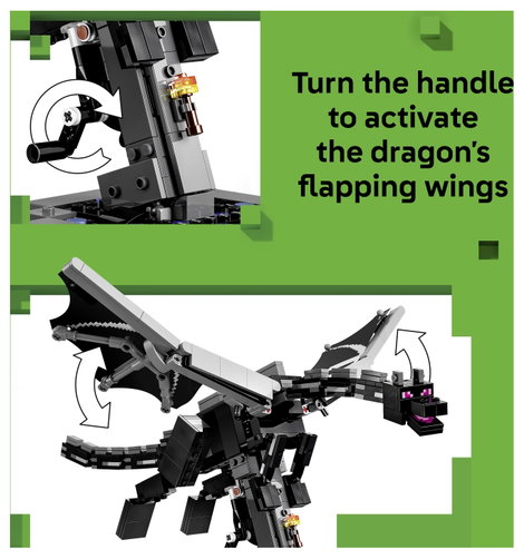 LEGO® MINECRAFT 21595 Az Ender Sárkány szobadekoráció a videojáték alapján figura csapkodó szárnya 8. kép