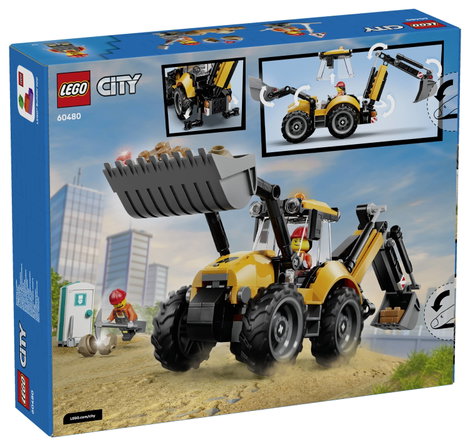 LEGO® CITY 60480 Sárga kotrógép-rakodó  építőipari jármű működő első és hátsó kanállal. 2. kép