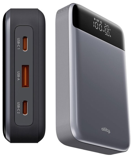 Allity APB-200 Powerbank 19200 mAh Quick Charge, Power Delivery LiPo Szürke állapotjelző 2. kép