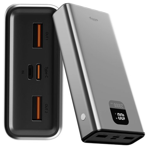 Allity APB-100 Powerbank 20000 mAh Quick Charge, Power Delivery LiPo USB-C®, USB-A Szürke állapotjel 3. kép