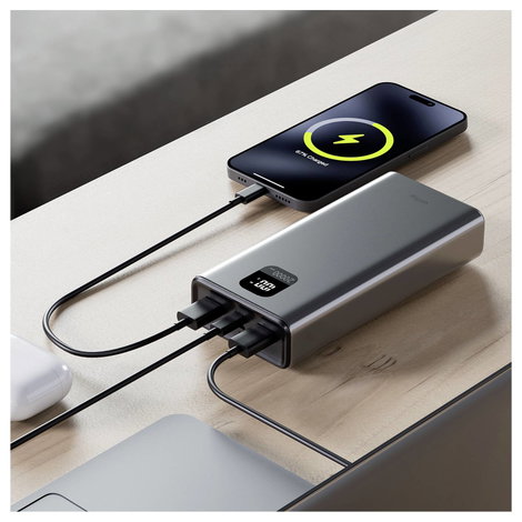 Allity APB-100 Powerbank 20000 mAh Quick Charge, Power Delivery LiPo USB-C®, USB-A Szürke állapotjel 7. kép