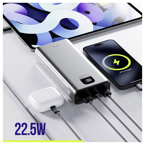 Allity APB-100 Powerbank 20000 mAh Quick Charge, Power Delivery LiPo USB-C®, USB-A Szürke állapotjel 8. kép