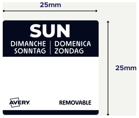 Avery-Zweckform DLSSUNREV-1000 Többfunkciós címkék 25 x 25 mm Papír Fekete 1 db Leoldható Kézi felir 2. kép