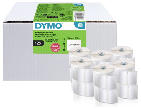 DYMO Etikett tekercs 70 x 54 mm Fehér 12 tekercs Leoldható 2234185 Univerzális etikett, CD etikett,  2. kép