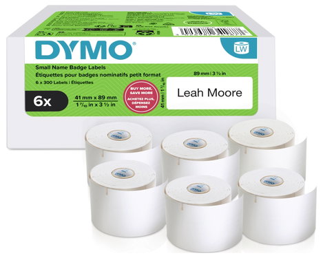 DYMO Etikett tekercs 89 x 41 mm Fehér 6 tekercs Leoldható 2234187 Névtábla etikett 2. kép