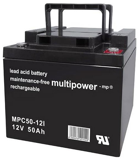 multipower MPC50-12I Ólomakku 12 V 50 Ah Ólom-vlies (AGM) (Sz x Ma x Mé) 199 x 171 x 166 mm M6 csava