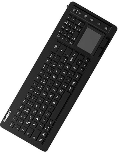 USB-s billentyűzet Keysonic KSK-6231 INEL (DE) Fekete Világít, Beépített érintőpanel, Egérgombok 2. kép