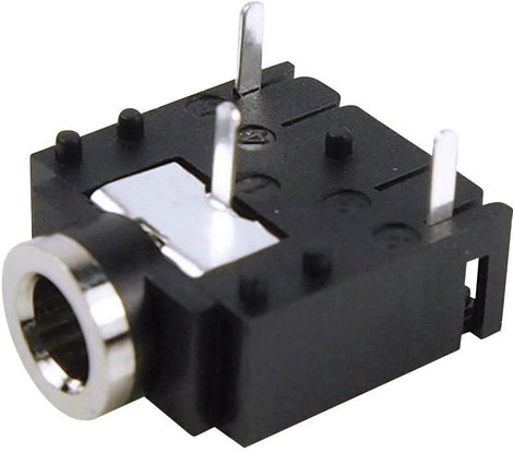 Jack csatlakozó, 3,5 mm alj, beépíthető, vízszintes pólusszám: 3 Sztereo fekete Cliff FC68131 1 db