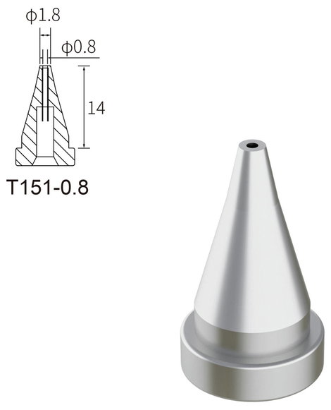 Atten T151-0.8 Kiforrasztó hegy Hegy méret 0.8 mm Csúcs hossza 17 mm Tartalom, tartalmi egységek ren 2. kép