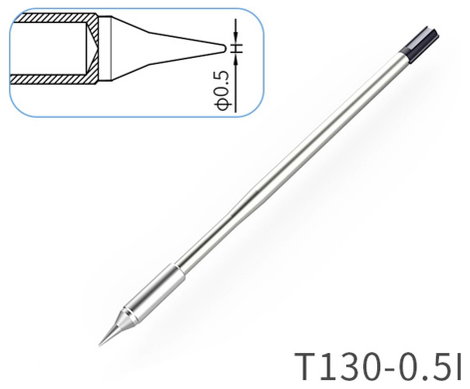 Atten T130-0.5I Forrasztóhegy Hegyes forma Hegy méret 0.5 mm Csúcs hossza 26 mm Tartalom, tartalmi e 2. kép