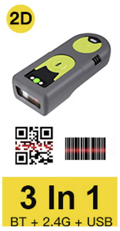 inateck Vonalkód olvasó Bluetooth®, Rádiójel vezérlésű 1D, 2D LED Fekete, zöld Kézi szkenner állvánn 16. kép
