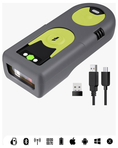 inateck Vonalkód olvasó Bluetooth®, Rádiójel vezérlésű 1D, 2D LED Fekete, zöld Kézi szkenner állvánn 17. kép