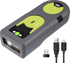 inateck Vonalkód olvasó Bluetooth®, Rádiójel vezérlésű 1D, 2D LED Fekete, zöld Kézi szkenner állvánn