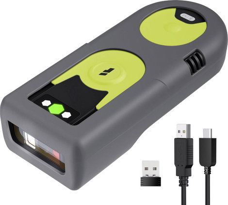 inateck Vonalkód olvasó Bluetooth®, Rádiójel vezérlésű 1D, 2D LED Fekete, zöld Kézi szkenner állvánn