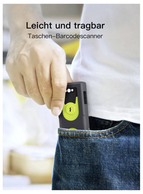 inateck Vonalkód olvasó Bluetooth®, Rádiójel vezérlésű 1D, 2D LED Fekete, zöld Kézi szkenner állvánn 9. kép