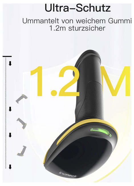 inateck Vonalkód olvasó Bluetooth® 1D, 2D LED Fekete Kézi szkenner állvánnyal 6. kép