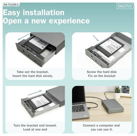 Digitus DA-71106-1 SATA merevlemez doboz 2.5 coll, 3.5 coll USB, USB-C®, USB-C® (USB 2.0), USB-C® (U 3. kép