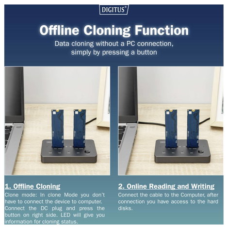 Digitus USB-C® dokkoló állomás Digitus DA-71545-1 Stazione di docking per dischi con funzione di clo 3. kép