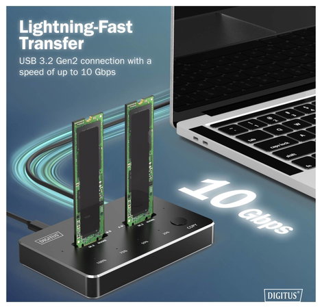 Digitus USB-C® dokkoló állomás Digitus DA-71545-1 Stazione di docking per dischi con funzione di clo 4. kép