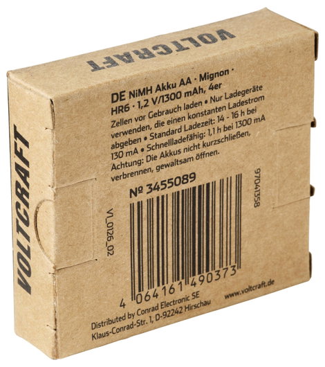 VOLTCRAFT Ceruzaakku NiMH 1300 mAh 1.2 V 4 db 4. kép
