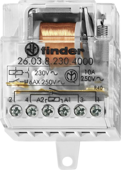 Áramlöket kapcsoló Falba süllyesztett Finder 26.08.8.230.4000 2 záró 230 V/AC 10 A 2500 VA 1 db