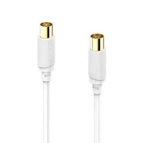 Hama Antennák, SAT Csatlakozókábel [1x Koaxiális dugó - 1x Koaxiális alj] 5 m 120 dB Fehér