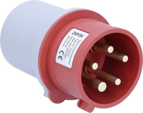 AS Schwabe Mérőadapter 4 mm-es biztonsági hüvely - CEE dugó, 16 A, 5 pólusú