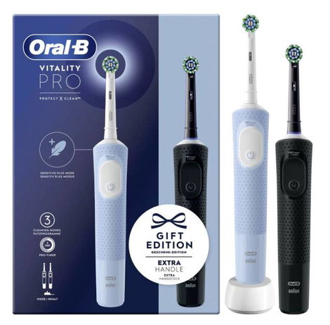 Oral-B Vitality Pro D103 Duo 4210201446514 Elektromos fogkefe Forgó/pulzáló Fehér, Kék, Fekete