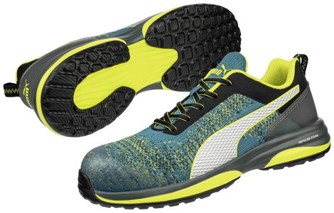 PUMA Charge Green Low 644520642000045 ESD Biztonsági félcipő S1P Cipőméret (EU): 45 Szürke, Zöld, Sá