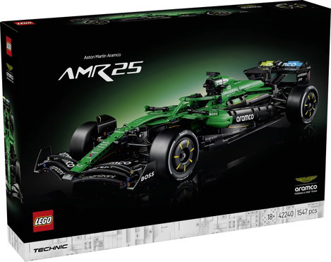 LEGO® TECHNIC 6588593 Aston Martin Aramco AMR25 F1® autó kormánnyal, felfüggesztéssel, sebességváltó