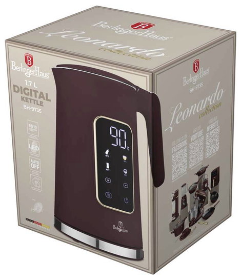 BerlingerHaus Vízforraló BPA mentes, Cool-touch ház, Digitális időzítő, LCD kijelző, Hőmérséklet elő 2. kép