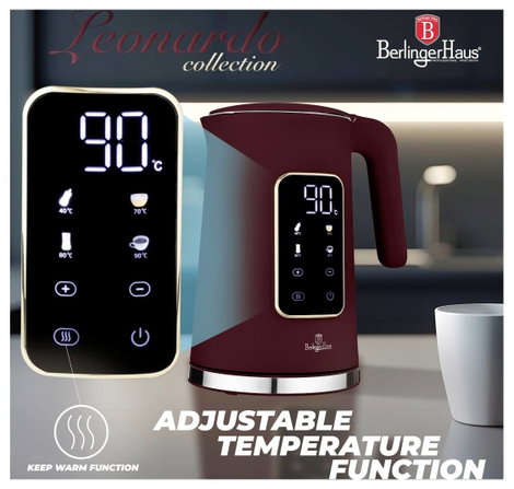 BerlingerHaus Vízforraló BPA mentes, Cool-touch ház, Digitális időzítő, LCD kijelző, Hőmérséklet elő 5. kép