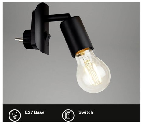 Briloner BATITA Dugaljba csatlakoztatható lámpa E27 25 W Fekete 7. kép