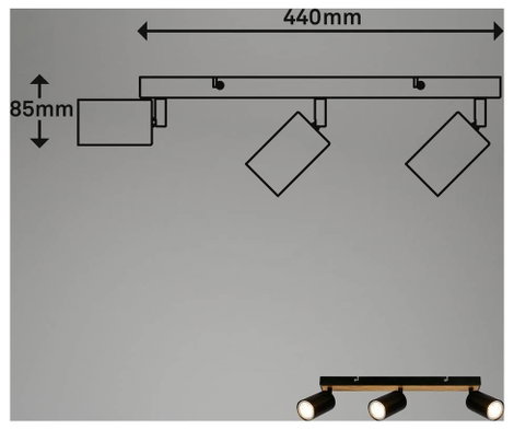 Briloner TIB 2172034 Mennyezeti fényszóró LED GU10 9 W Fekete, Fa 6. kép